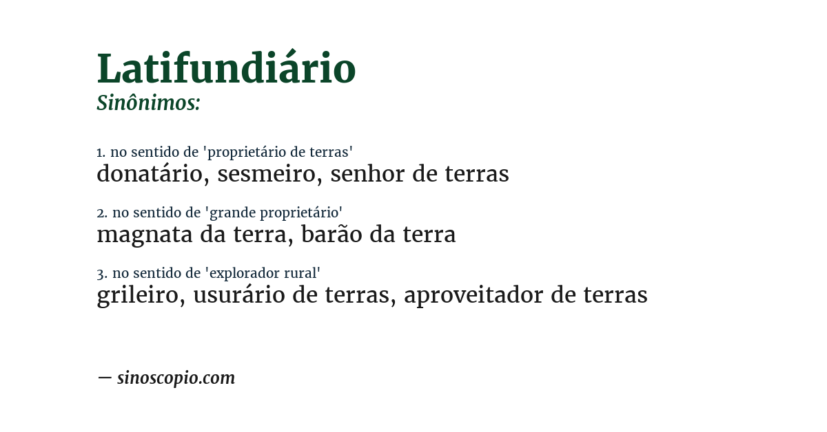 Sinônimo de latifundiário