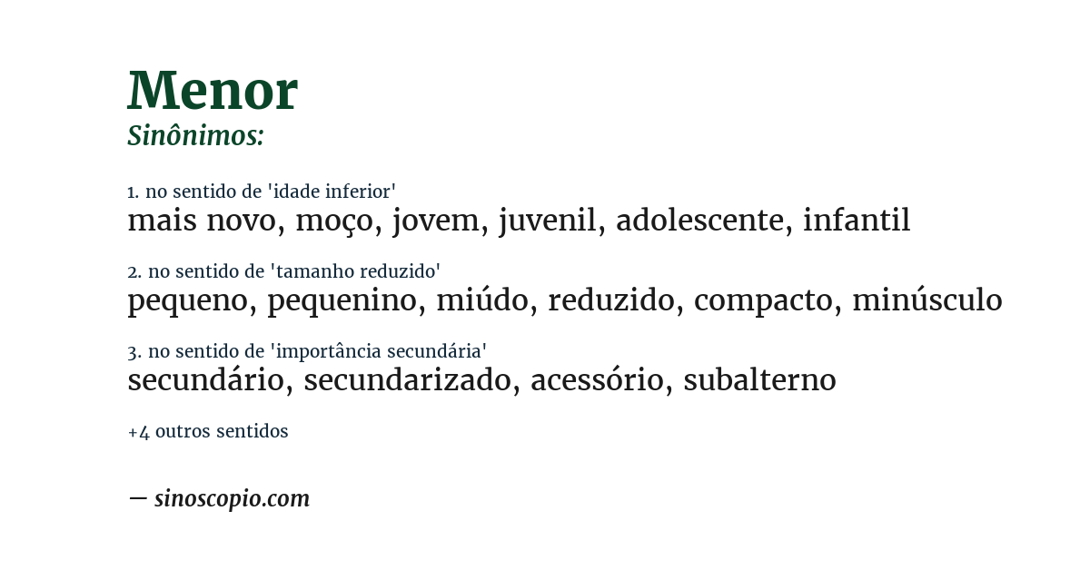 Sinônimo de menor
