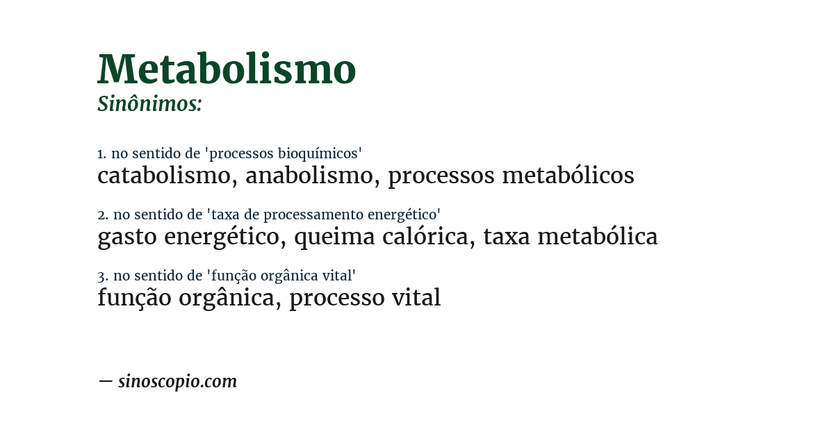 Sinônimo de metabolismo