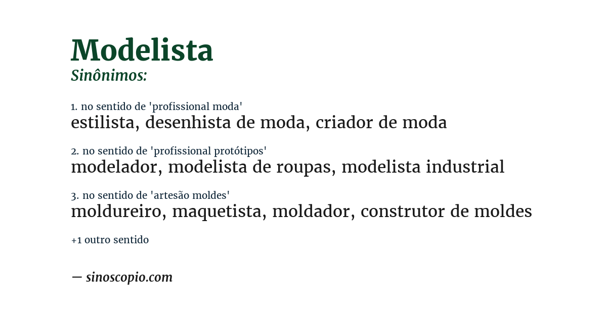 Sinônimo de modelista