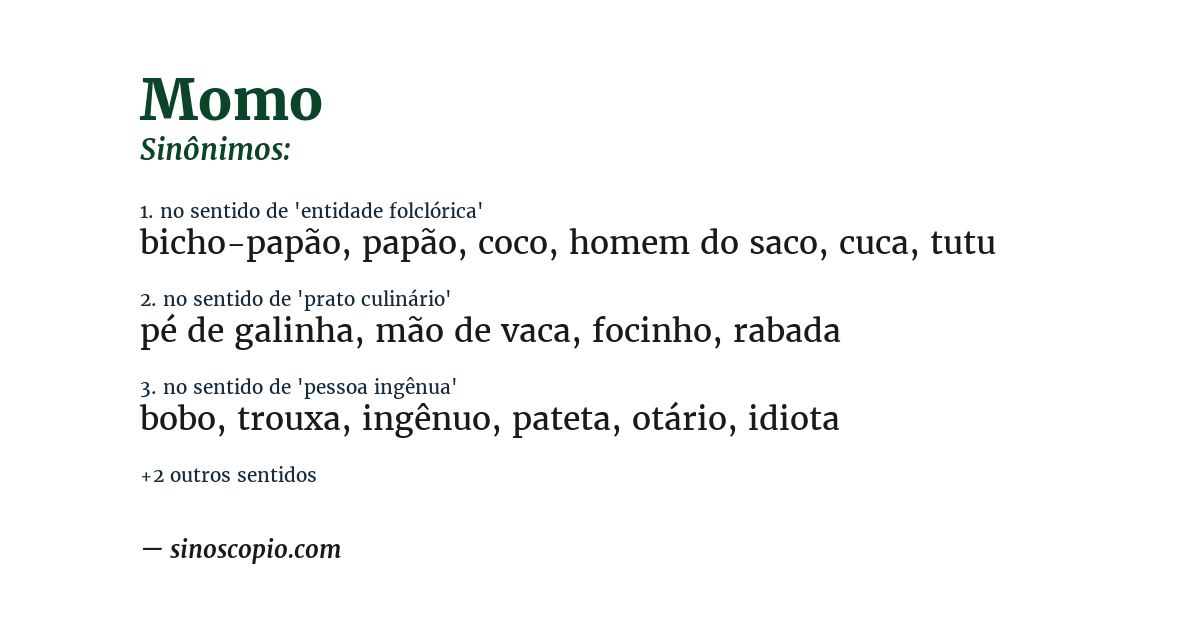 Sinônimo de momo