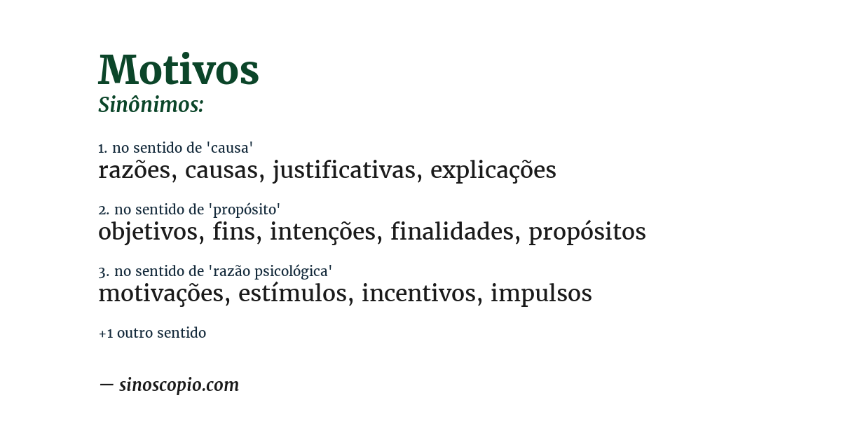 Sinônimo de motivos
