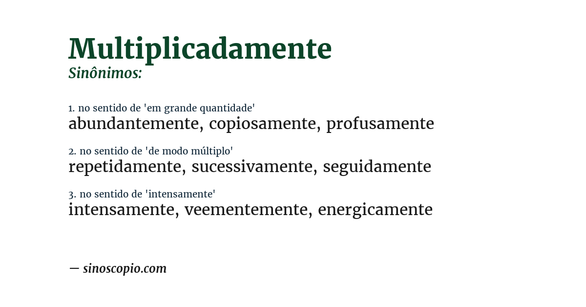 Sinônimo de multiplicadamente