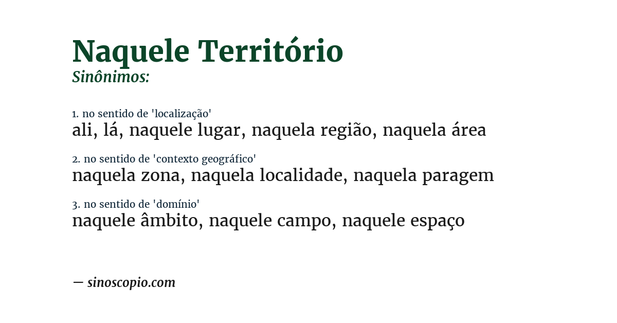 Sinônimo de naquele território