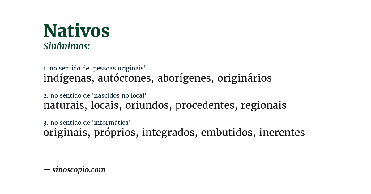 Sinônimo de nativos