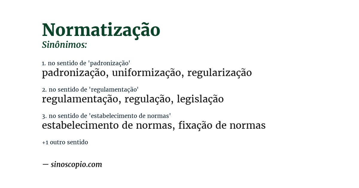 Sinônimo de normatização