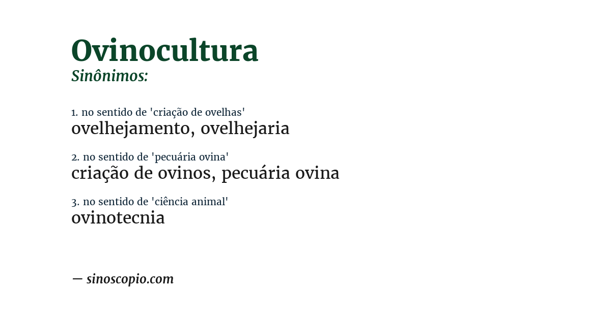 Sinônimo de ovinocultura