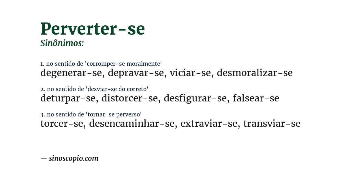 Sinônimo de perverter-se