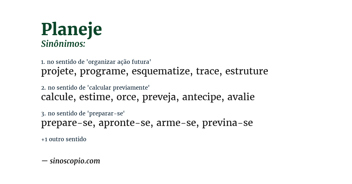 Sinônimo de planeje