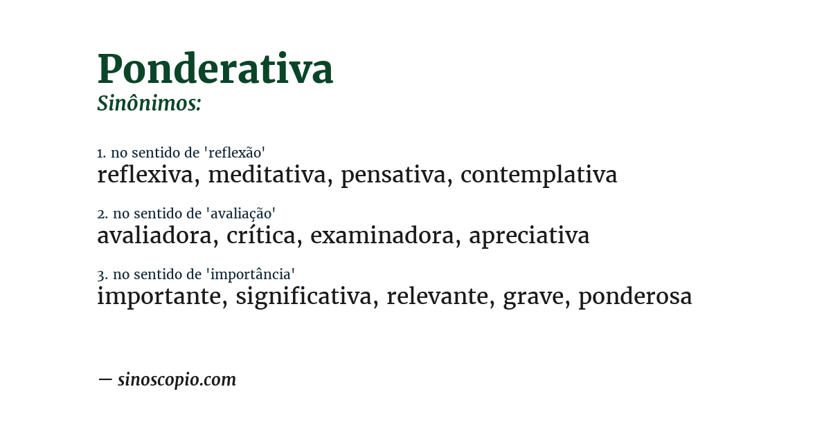 Sinônimo de ponderativa