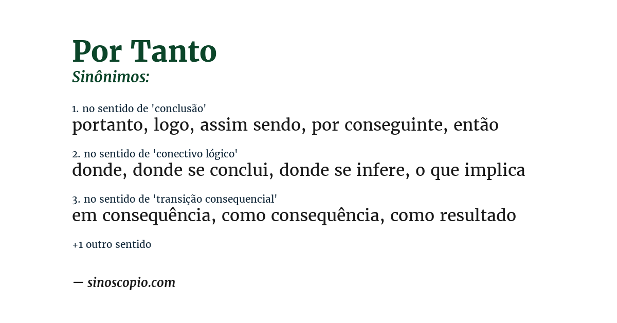 Sinônimo de por tanto