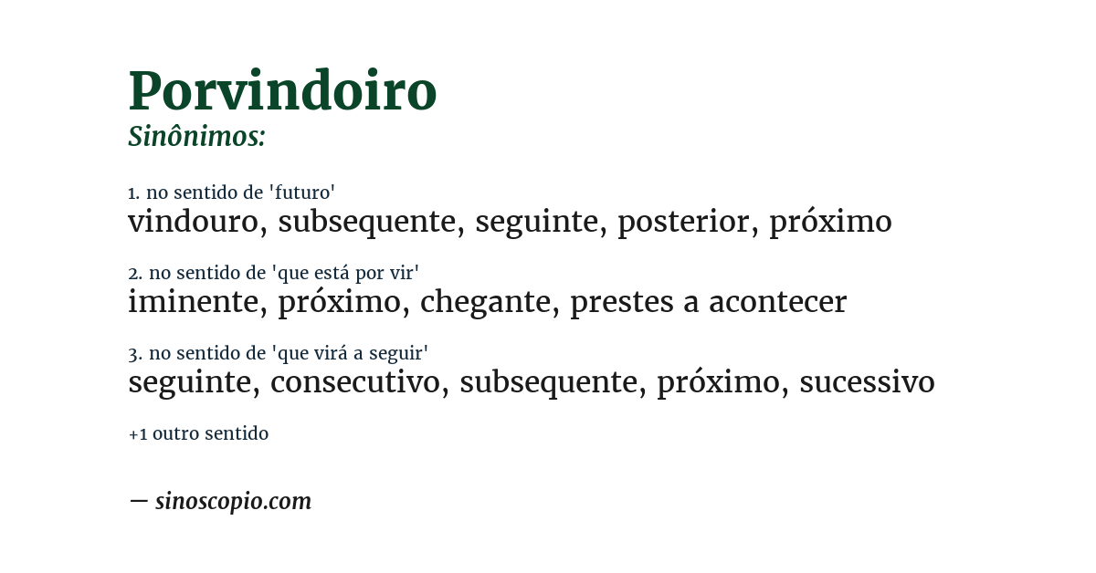 Sinônimo de porvindoiro