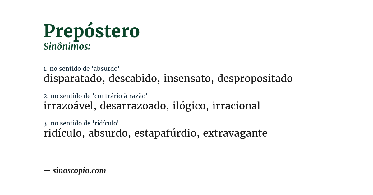 Sinônimo de prepóstero
