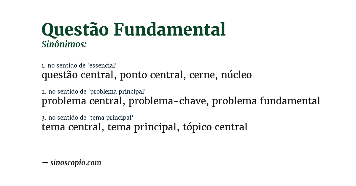 Sinônimo de questão fundamental