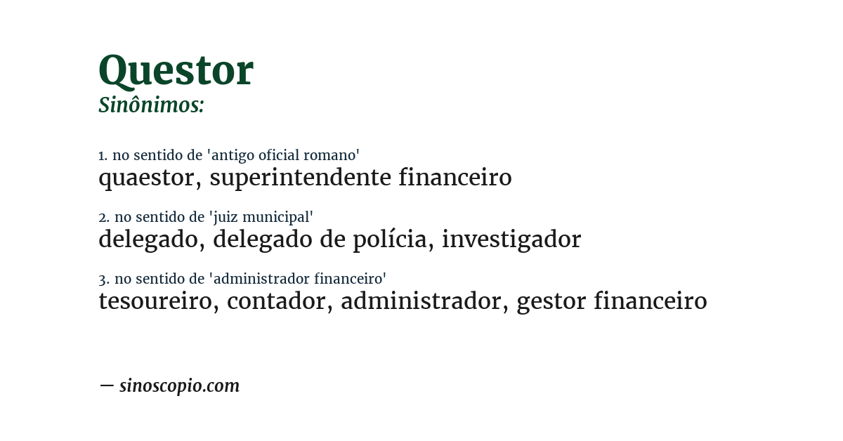 Sinônimo de questor
