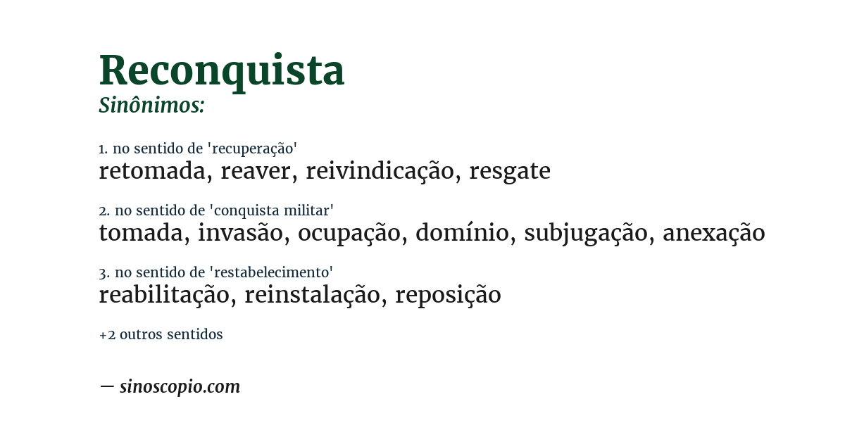 Sinônimo de reconquista