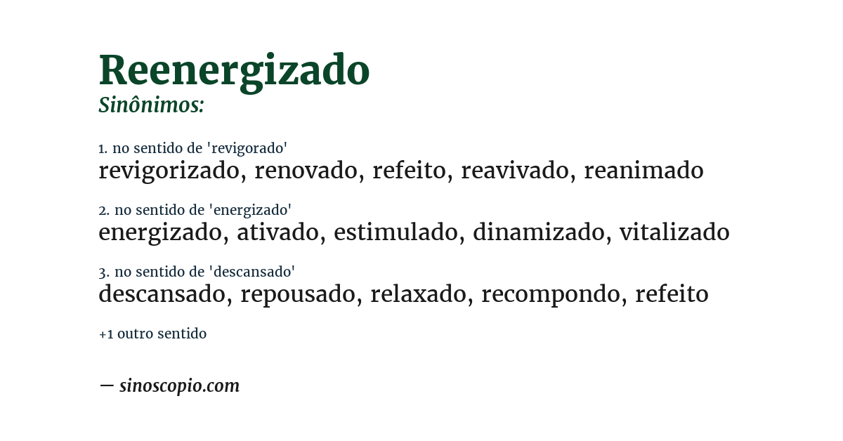 Sinônimo de reenergizado