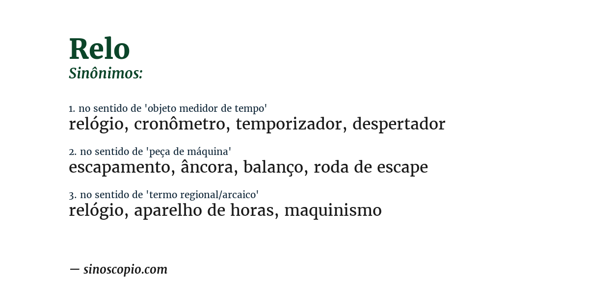 Sinônimo de relo