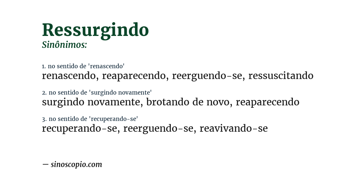 Sinônimo de ressurgindo