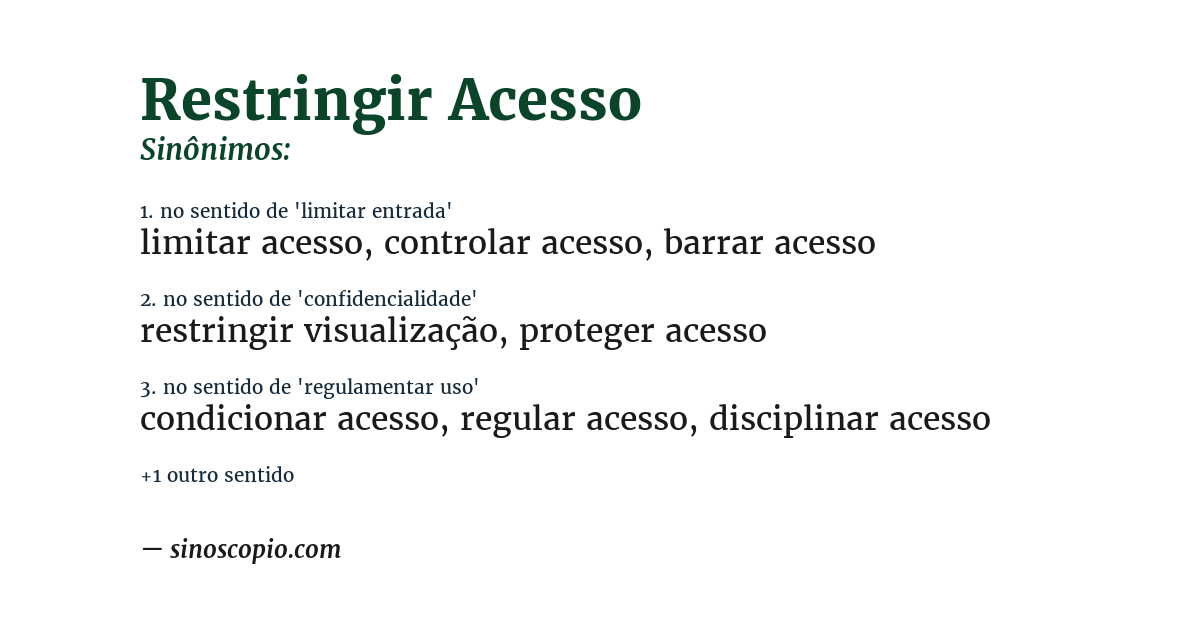 Sinônimo de restringir acesso