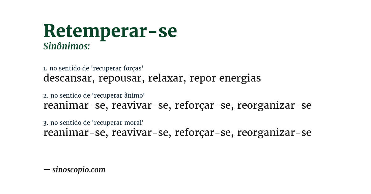 Sinônimo de retemperar-se
