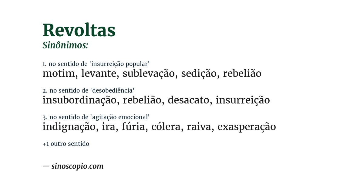 Sinônimo de revoltas