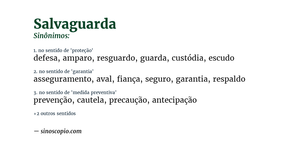 Sinônimo de salvaguarda