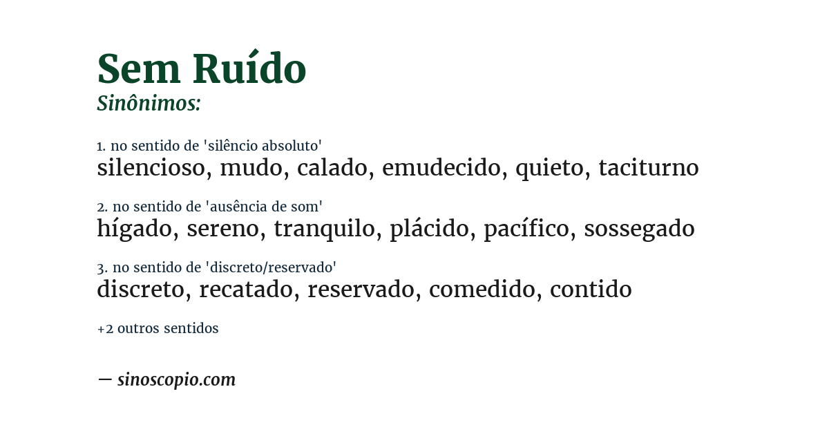 Sinônimo de sem ruído
