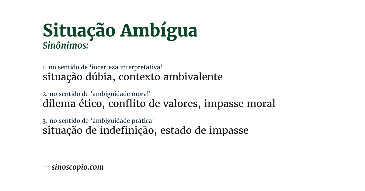 Sinônimo de situação ambígua