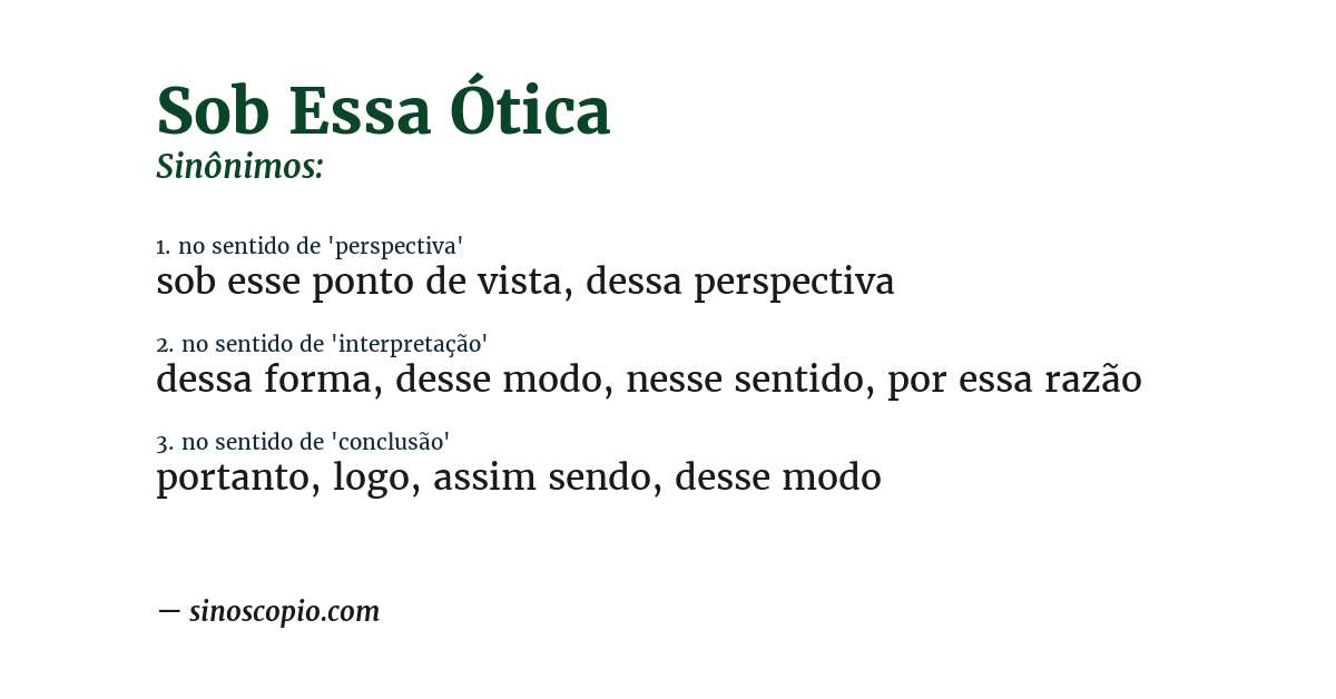 Sinônimo de sob essa ótica