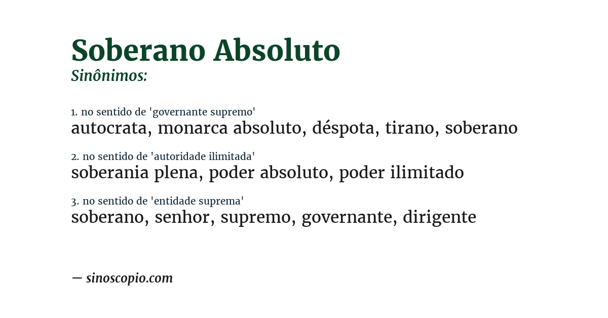 Sinônimo de soberano absoluto