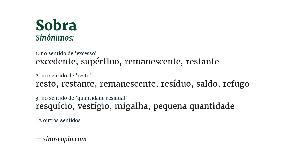 Sinônimo de sobra