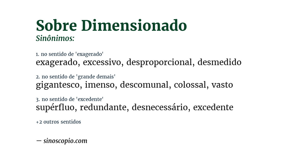 Sinônimo de sobre dimensionado
