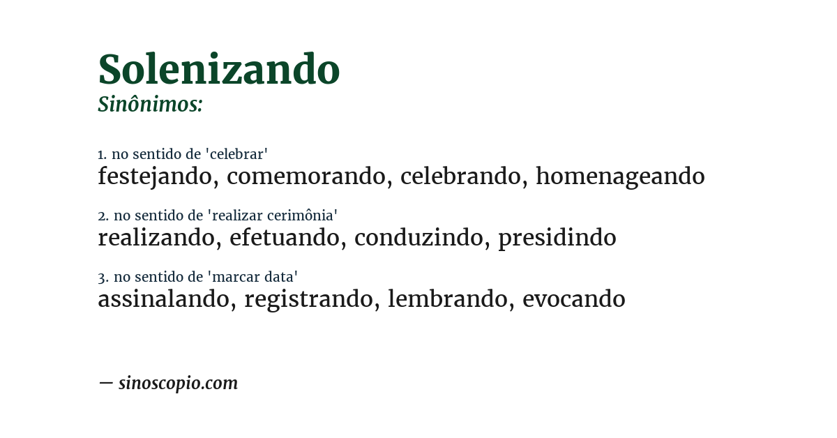 Sinônimo de solenizando