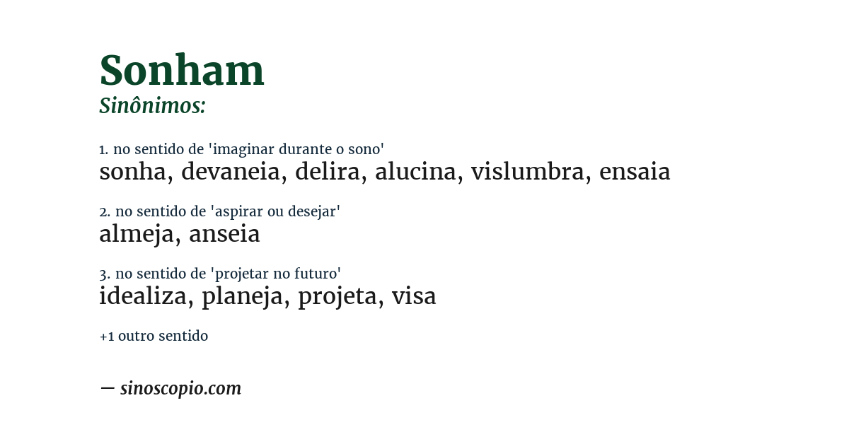 Sinônimo de sonham