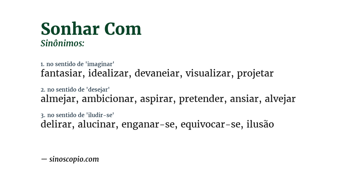 Sinônimo de sonhar com