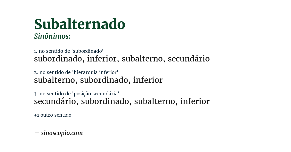 Sinônimo de subalternado