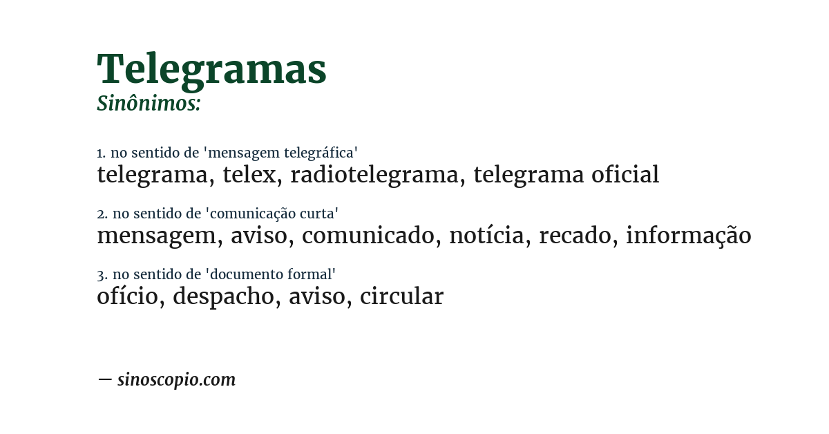 Sinônimo de telegramas