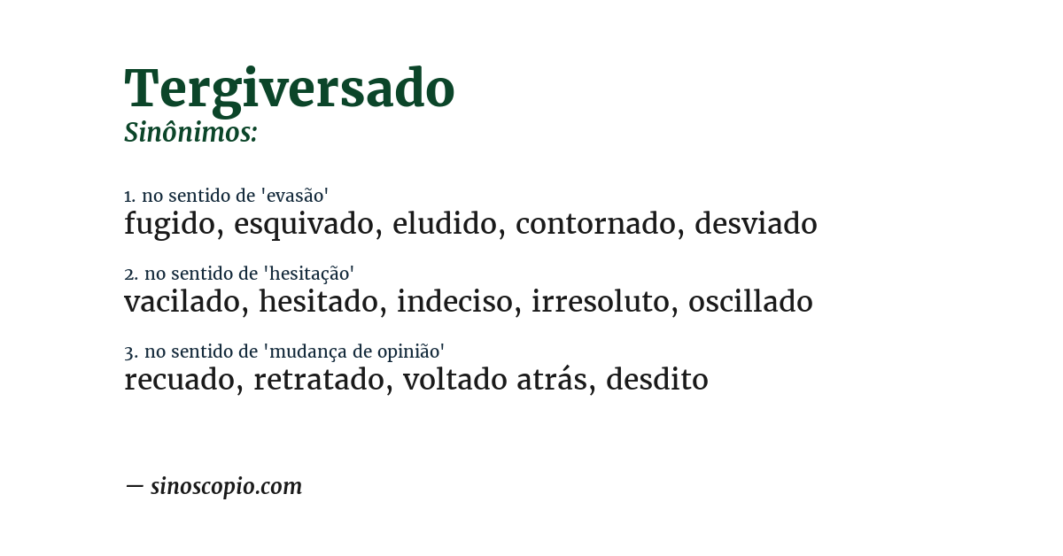 Sinônimo de tergiversado