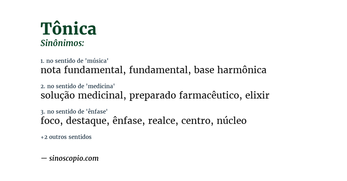 Sinônimo de tônica