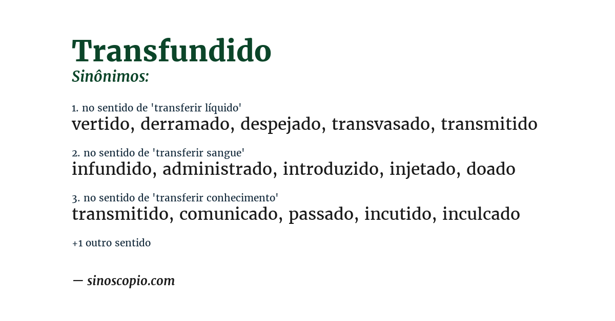 Sinônimo de transfundido