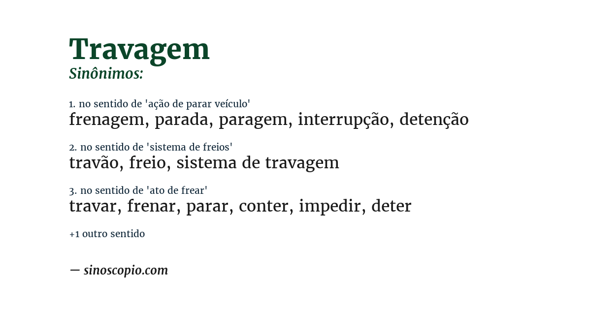 Sinônimo de travagem