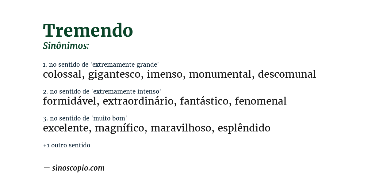 Sinônimo de tremendo