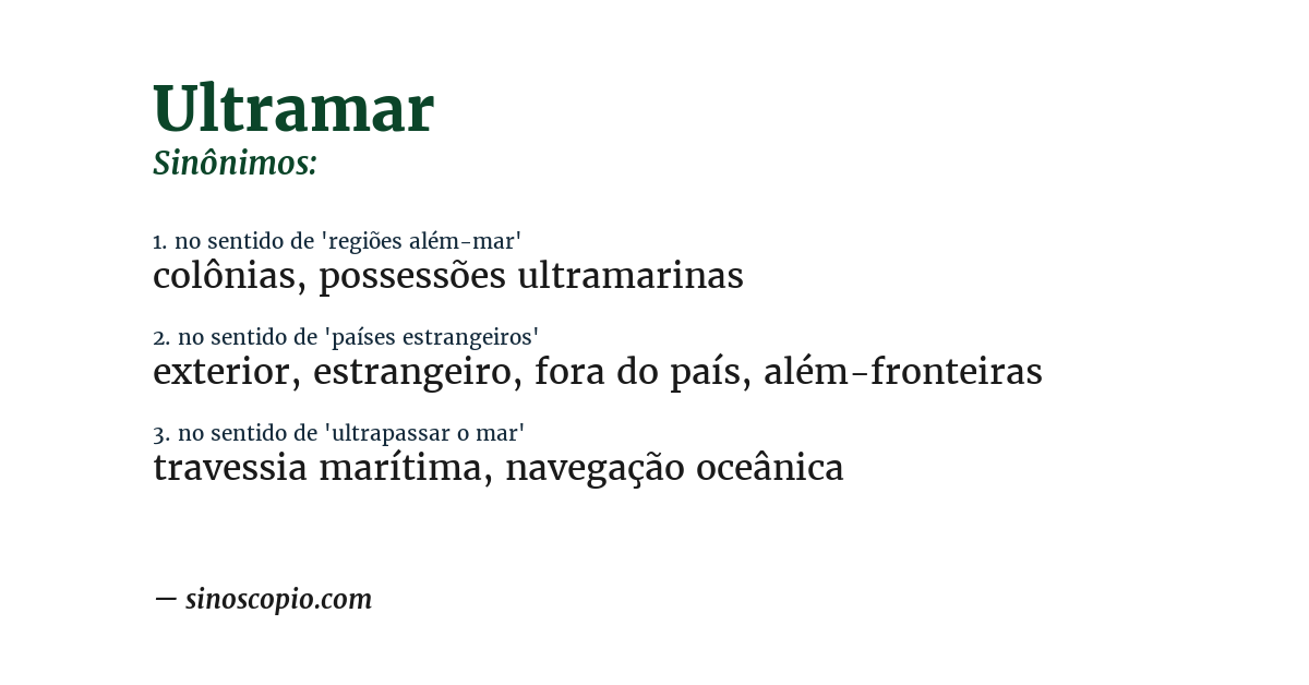 Sinônimo de ultramar