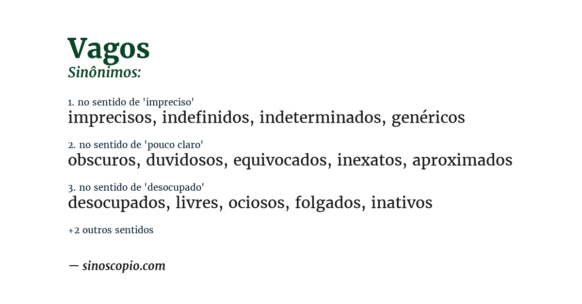Sinônimo de vagos