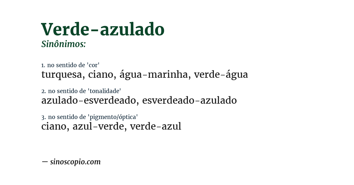 Sinônimo de verde-azulado