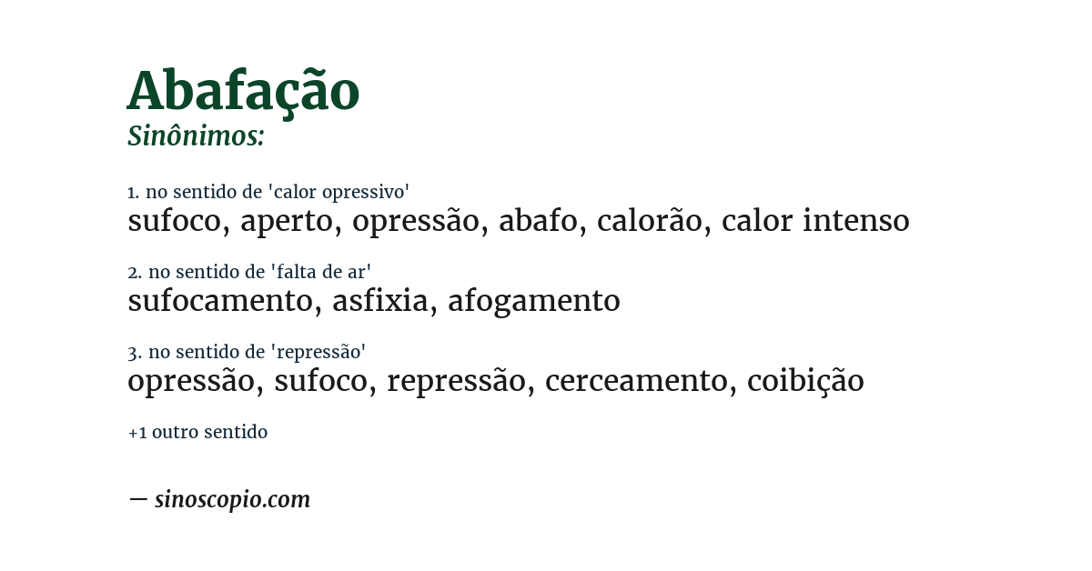 Sinônimo de abafação