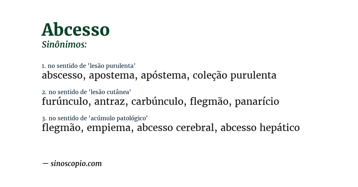 Sinônimo de abcesso