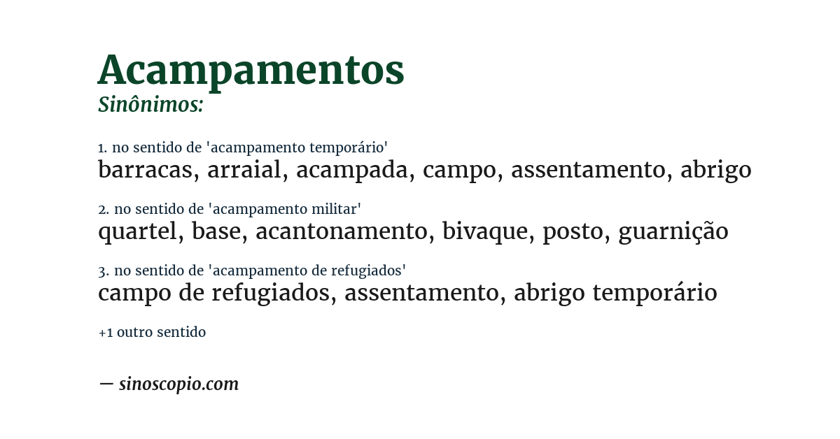 Sinônimo de acampamentos