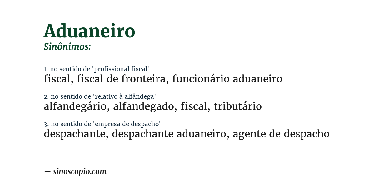 Sinônimo de aduaneiro